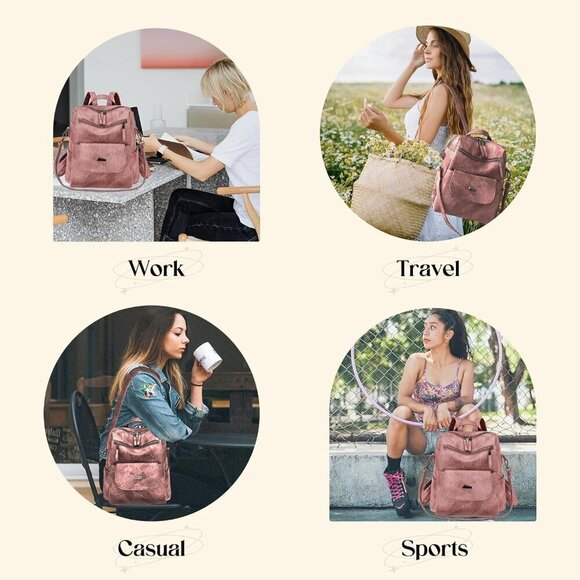 Women Backpack Purse Small Leather Waterproof Anti-Theft Shoulder Bag